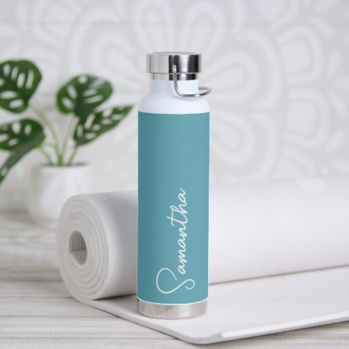 Turquoise Blue and White Personalized Water Bottle
