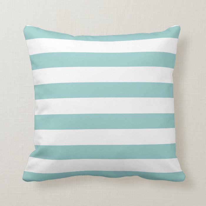 Turquoise Blue and White Stripe Pattern Throw Pillows