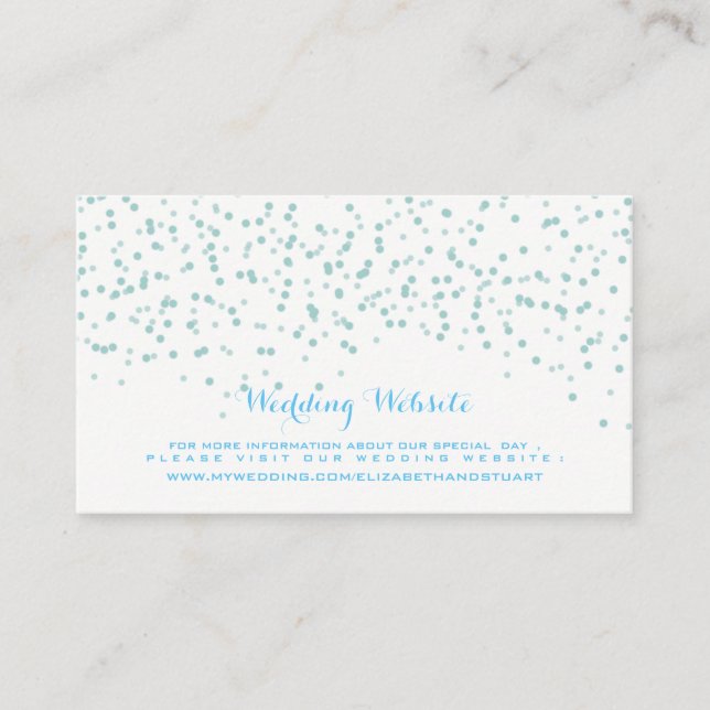Turquoise Blue and White Wedding Confetti Pattern Enclosure Card (Front)