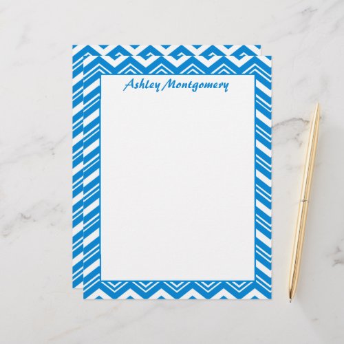 Turquoise Blue and White Zigzag Letterhead
