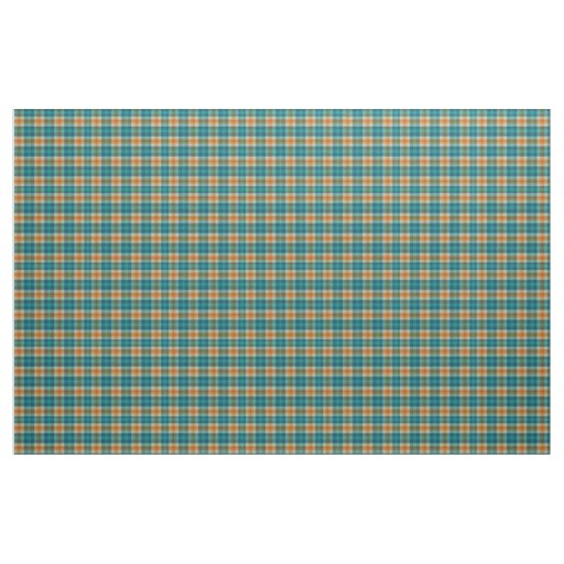 Turquoise Blue and Yellow Gold Tartan Plaid Fabric