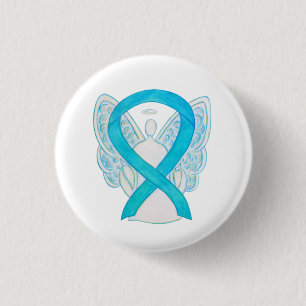 Turquoise Blue Angel Awareness Ribbon Pin