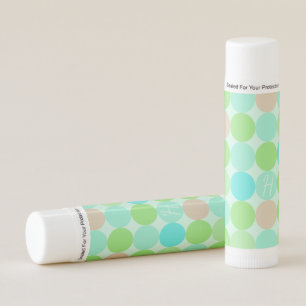 Turquoise Blue, Apple Green & Light Coral Circles Lip Balm