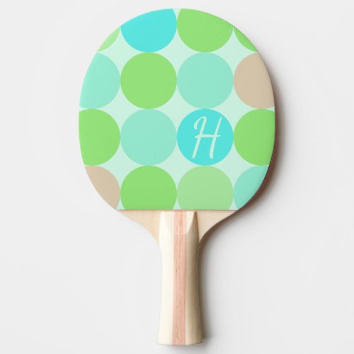 Turquoise Blue Apple Green  Light Coral Circles Ping Pong Paddle
