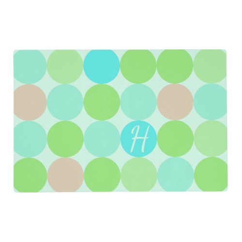 Turquoise Blue Apple Green  Light Coral Circles Placemat