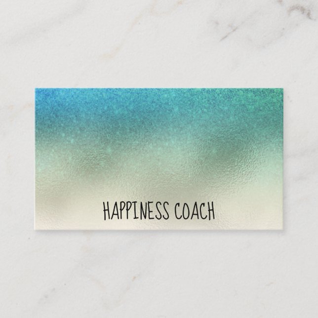 *~* TURQUOISE BLUE AQUA TEAL GOLD GLOW Glitter Business Card (Front)