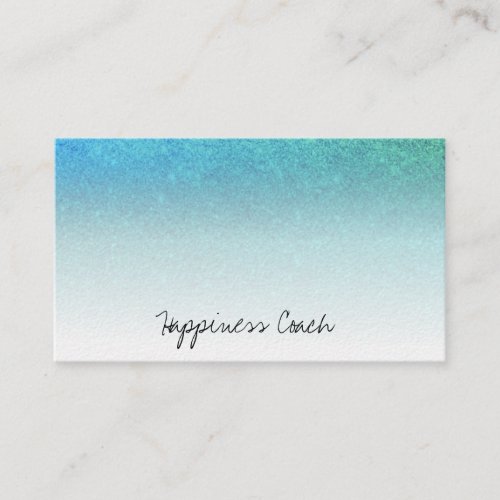  TURQUOISE BLUE AQUA White Gradient Glitter Business Card