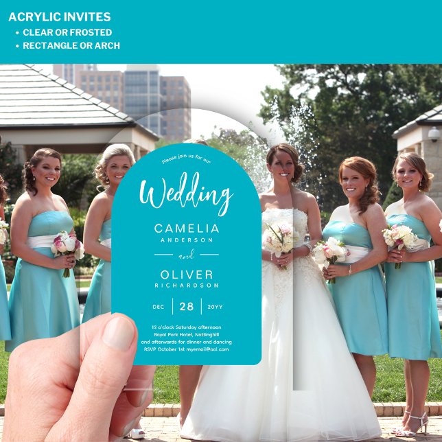 Turquoise Blue Arch Acrylic Wedding Invites Modern Invitations (Creator Uploaded)