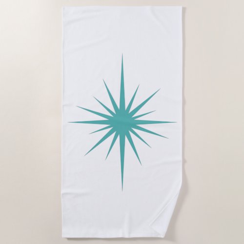 Turquoise Blue Atomic Age Star Mid Century Modern Beach Towel