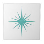 Turquoise Blue Atomic Starburst Mid-century Modern Ceramic Tile<br><div class="desc">This mid century modern ceramic tile features a bold turquoise blue atomic starburst,  which will make a fantastic addition to your tiling project.</div>