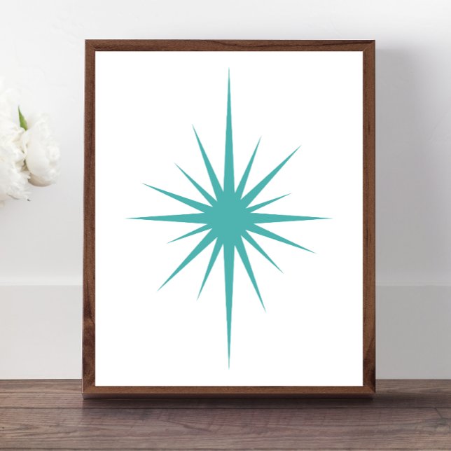 Turquoise Blue Atomic Starburst Mid Century Modern Poster (Creator Uploaded)