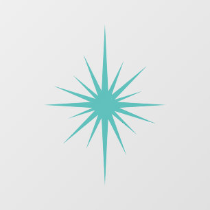Turquoise Blue Atomic Starburst Mid Century Modern Wall Decal