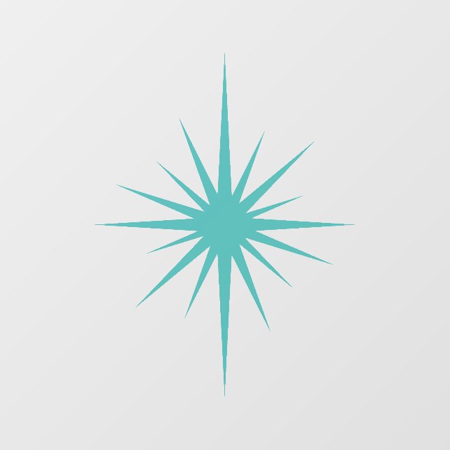 Turquoise Blue Atomic Starburst Mid Century Modern Wall Decal (Front)