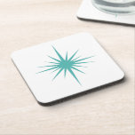 Turquoise Blue Atomic Starburst Mid-century Retro Beverage Coaster<br><div class="desc">This mid century modern beverage coaster features a bold turquoise blue atomic starburst,  which will make a fantastic addition to your coffee or end table!</div>
