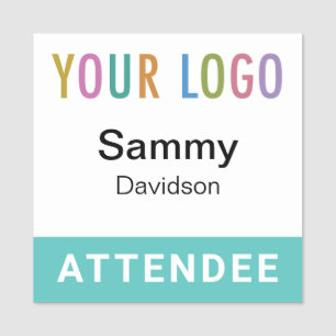 Turquoise Blue Attendee Badge Name Tag Event Logo