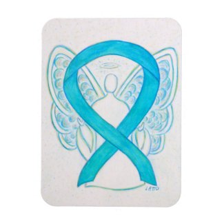 Turquoise Blue Awareness Ribbon Angel Art Magnet