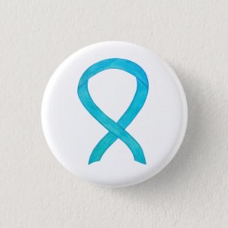 Turquoise Blue Awareness Ribbon Custom Pin