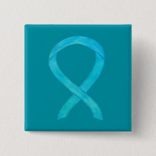 Turquoise Blue Awareness Ribbon Custom Pin