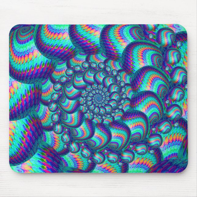 Turquoise Blue Balls Fractal Pattern Mouse Pad (Front)