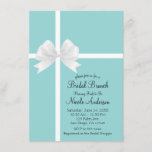 Turquoise Blue Big White Bow Bridal Shower Invitation