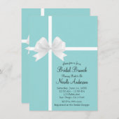 Turquoise Blue Big White Bow Bridal Shower Invitation (Front/Back)