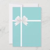 Turquoise Blue Big White Bow Bridal Shower Invitation (Back)