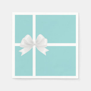 Turquoise Blue Big White Bow Bridal Shower Napkins