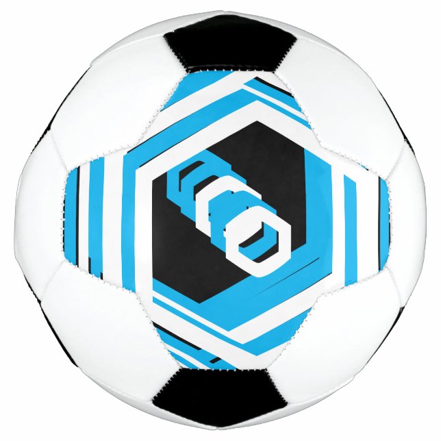 Turquoise Blue Black White 4E Soccer Ball Football (Front)