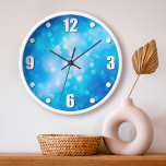 Turquoise blue bokeh ombre abstract dots simple  large clock<br><div class="desc">Sparkly, round bokeh effect light circles pop from the bright turquoise blue abstract background. Enliven up your favorite room with this stunning, vibrant wall clock. Your choice of a round or square clock face. Makes a great housewarming gift! You can easily personalize this wall clock. Please message me with any...</div>
