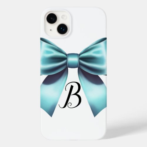 Turquoise Blue Bow Elegant Bridal Shower Wedding Case_Mate iPhone 14 Plus Case