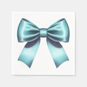 Turquoise Blue Bow Elegant Bridal Shower Wedding Napkins