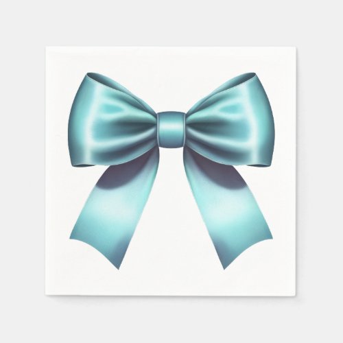 Turquoise Blue Bow Elegant Bridal Shower Wedding Napkins