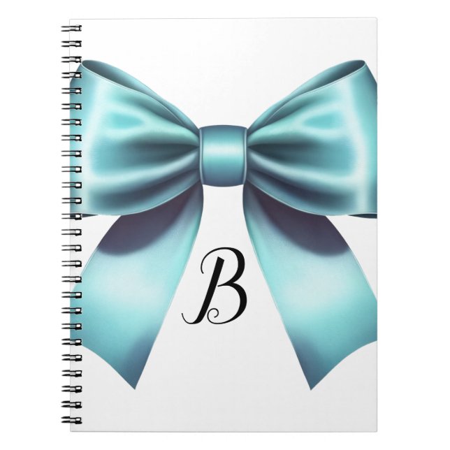 Turquoise Blue Bow Elegant Bridal Shower Wedding Notebook (Front)