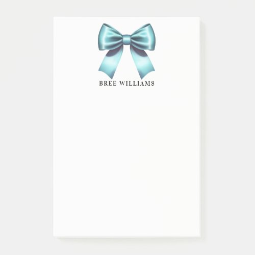 Turquoise Blue Bow Elegant Chic Desk Office Post_it Notes
