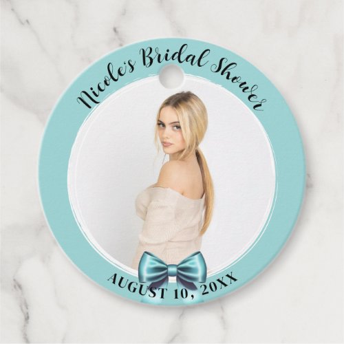 Turquoise Blue Bow Elegant Classy Bridal Shower  Favor Tags