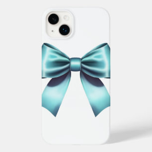Turquoise Blue Bow Elegant Girly Ribbon Case-Mate iPhone 14 Plus Case