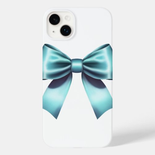 Turquoise Blue Bow Elegant Girly Ribbon Case_Mate iPhone 14 Plus Case