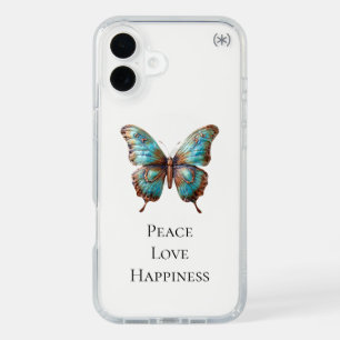 Turquoise Blue Butterflies iPhone 16 Plus Case