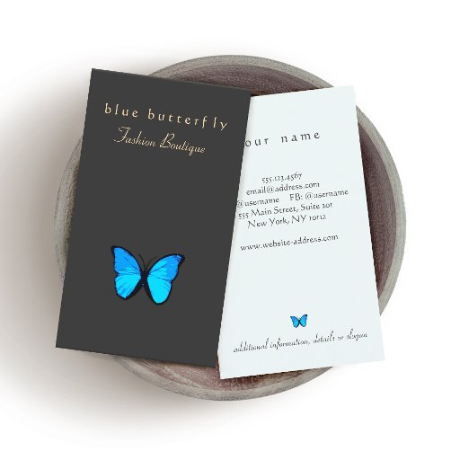 Customizable Fashion Boutique Business Card -  Blue Butterfly