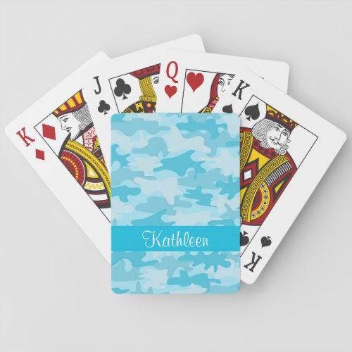 Turquoise Blue Camo Camouflage Personalized Poker Poker Cards