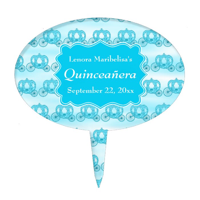 Turquoise Blue Carriages Quinceanera Cake Pick