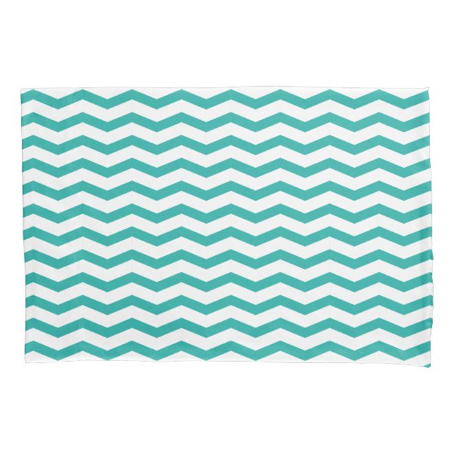 Turquoise blue chevron zig zag pattern pillowcase (Front)