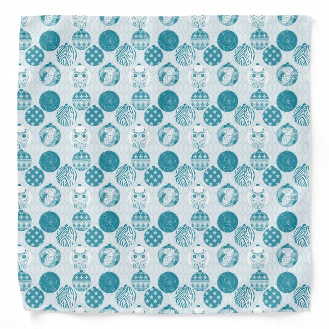 Turquoise , Blue , Christmas pattern Bandana (Front)