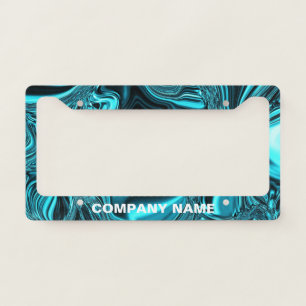 Turquoise Blue Chrome with Company Name License Plate Frame