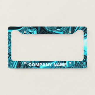 Turquoise Blue Chrome with Company Name License Plate Frame