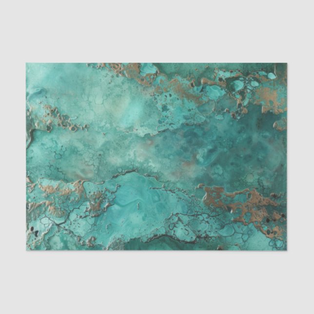 Turquoise Blue Chrysocolla Mineral Stone Tissue Paper (Front)