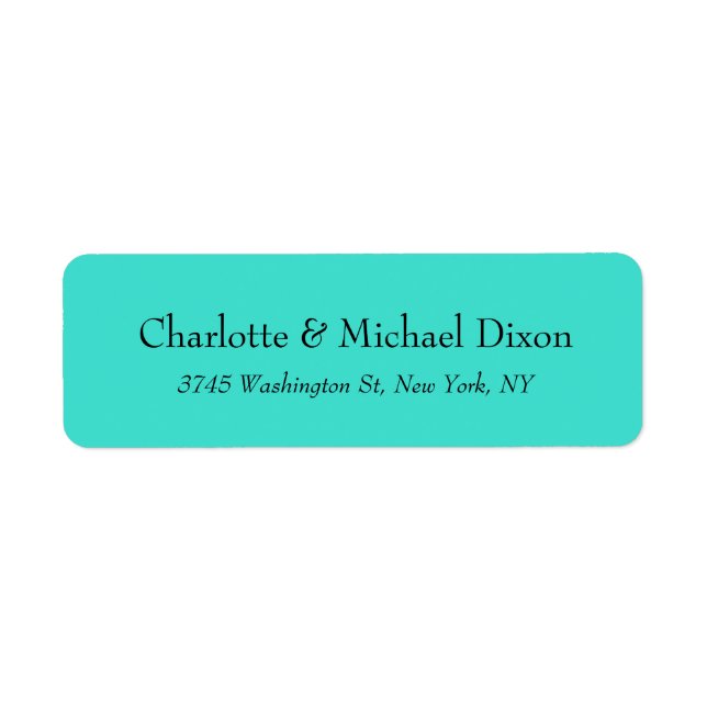 Turquoise Blue Classic Stylish Elegant Family Name Label (Front)