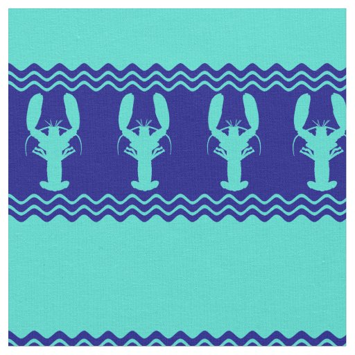 Turquoise Blue Coastal Lobster Stripes Fabric