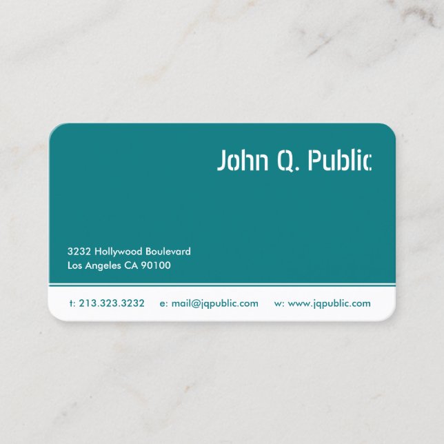 Turquoise Blue Color Business Card (Front)