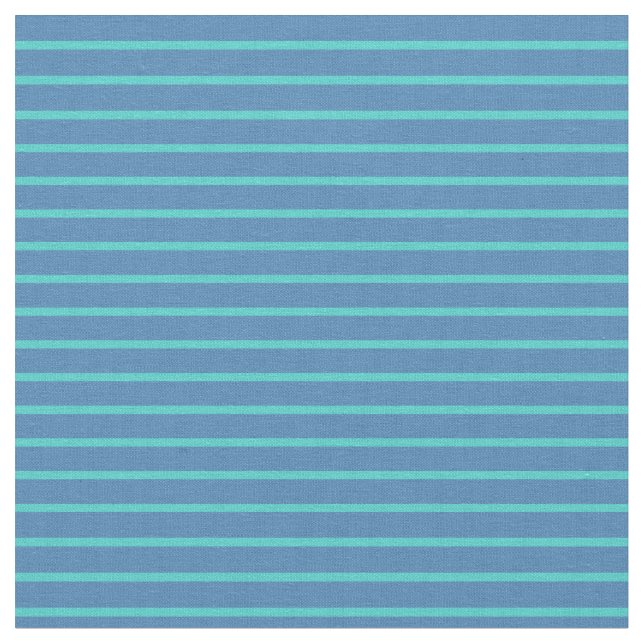 Turquoise & Blue Colored Lines Fabric (Close Up)